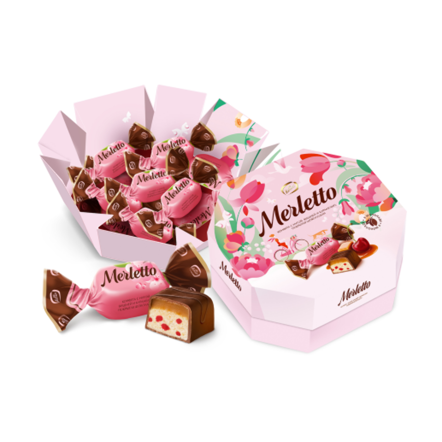 Конфеты Merletto нуга вишня карамель 150гр.